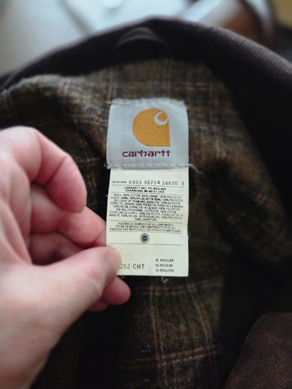 Vintage Carhartt Brown Duck Canvas Plaid Flannel Lined Coat Jacket XL-2XL - Picture 7 of 11